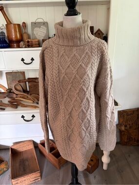 J Crew Cozy Cable-Knit Turtleneck Sweater in Taupe